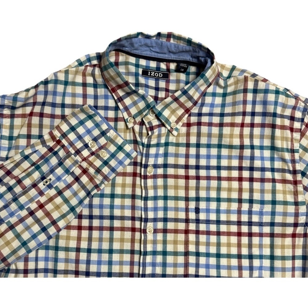 Izod Plaid Longsleeve Buttondown Shirt Mens Size Large Multicolor